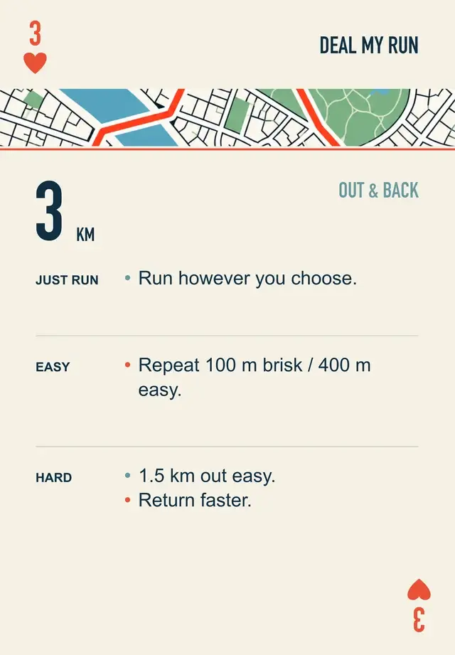 Three of Hearts — a 3 km Out & Back run